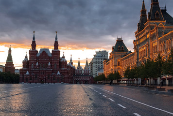 Fototapeta na wymiar Empty illuminated Red Square and Kremlin, Moscow, Russia