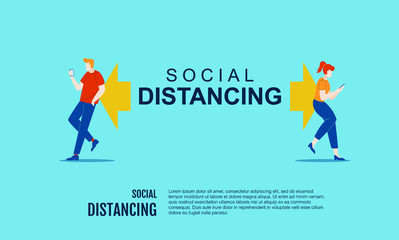 people social distancing vector flat illustration concept isolated template white background can be use for presentation web banner UI UX landing page