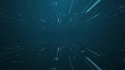 Geometric neon lines in motion. Futuristic abstract background for medical, business, engineering, science, technology concept.