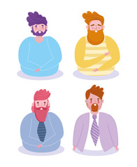 Men avatars cartoons vector design