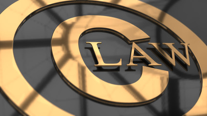 Copyright symbol icon intellectual property and digital copyright laws - 3D illustration render