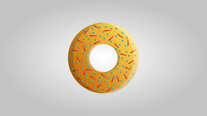 Big round tasty sweet donut on a white background. Vector illustration
