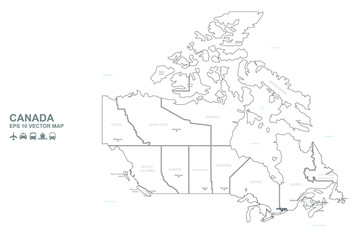 canada map. canada province and territores vector map. 