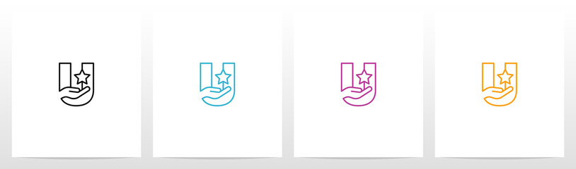 Hand Holding Star On Letter Logo Design U © recehan