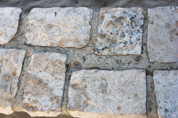 Close-up of a floor made of large stones as tiles