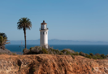 Fototapeta na wymiar Point Vicente Lighthouse with Catalina Island 