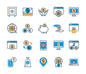 bundle of payment on fill set icons