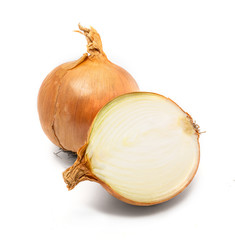 fresh bulbs of onion isolated on a white background