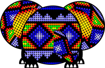 mexican huichol art elephant cartoon 