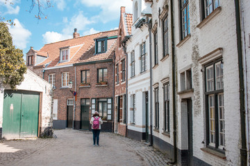 street in the old town of Bruges Belgium