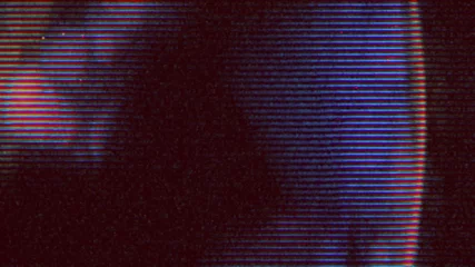 Fotobehang Retro Vintage horror looping film strip melting background. 4K Reel Clutter, Old Tv and film grain noise.  © Yevgeniia Medvedieva