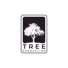 Retro vintage Oak Maple Tree service logo design