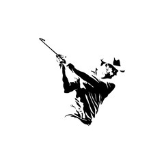 Golfer abstract silhouette, side view. Golf logo design