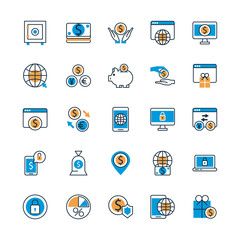 bundle of payment on fill set icons