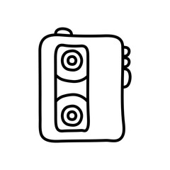 retro cassette player icon, line style