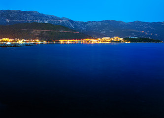  Coastal City At Night ,Scenery with Sea and Mountains