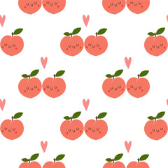 Kawaii Cartoon Peach in love.