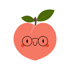 Kawaii Cartoon Peach with glasses