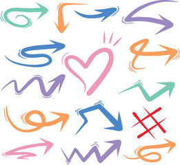 Set of Arrow Hand Drawn Design Element 