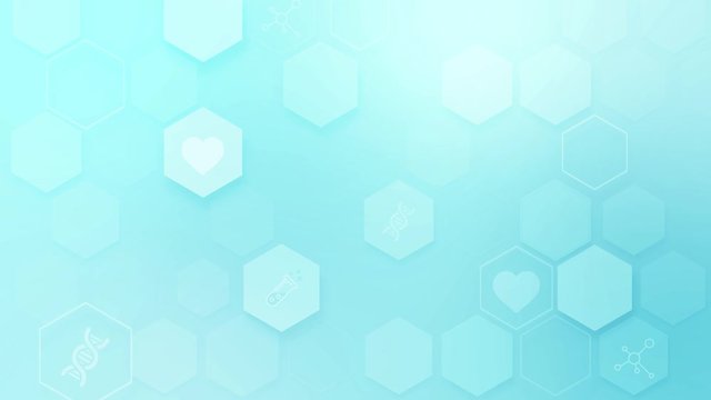 Abstract geometric hexagonal background.  Elegant, smooth animation of hexagon shapes with medical icons, suitable for, medical, healthcare 