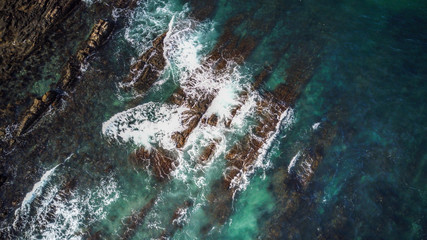 Stunning aerial view of the rugged Atlantic coast lines at the Martinique Beach, the longest sandy...