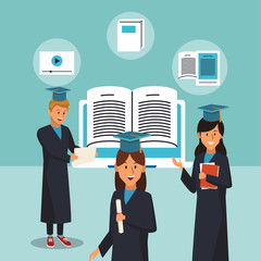 online education tech with students and laptop