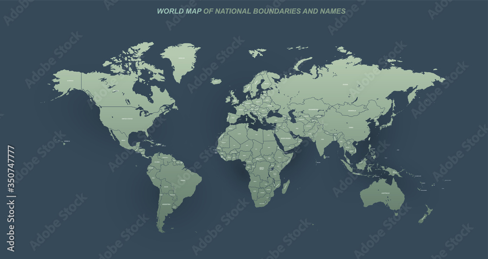 Wall mural world map vector. detailed world map with name and boundary