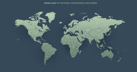 World map vector. Detailed World Map with Name and Boundary