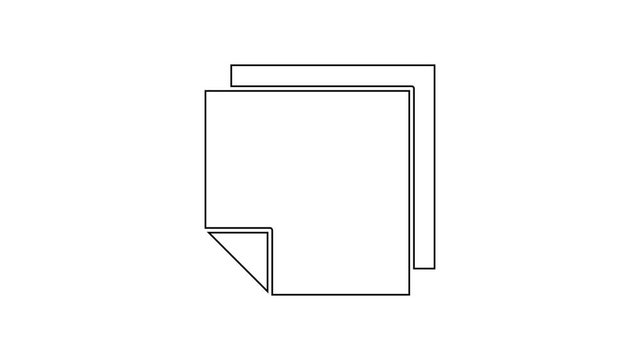 Black line Post note stickers icon isolated on white background. Sticky tapes with space for text or message. 4K Video motion graphic animation