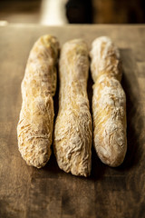 french bread on wooden table