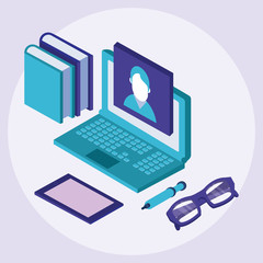 laptop and books education online tech