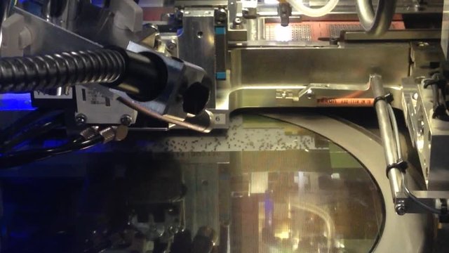 pick up silicon die in silicon wafer in semiconductor manufacturing, motion video of Pick up silicon die in silicon wafer in semiconductor manufacturing