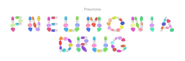 miniature drug model arrange in alphabet isolated on white background