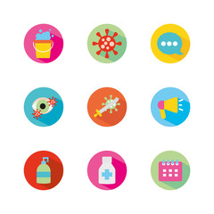 alcohol bottle and stop the spread icon set, block flat style