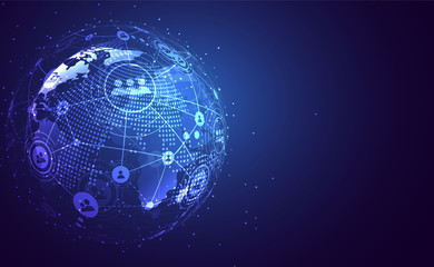 Global network connection. World map point and line composition concept of global business. Vector Illustration