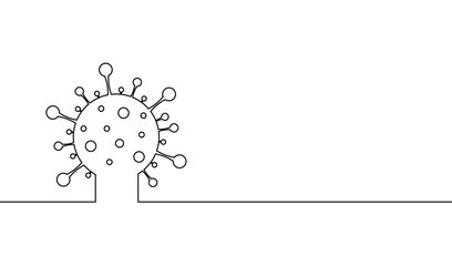 COVID-19 continuous line drawing. virus silhouette, corona virus background design. Vector illustration