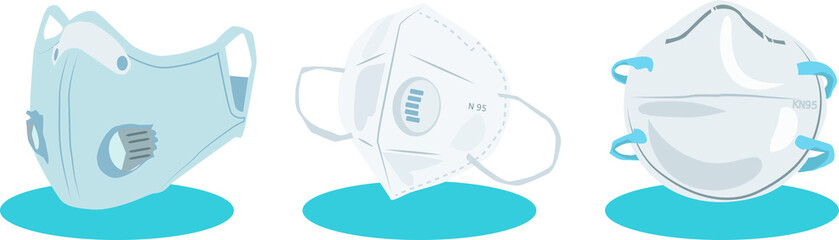 Three face mask models illustration vector