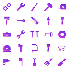 Tool gradient icons on white background