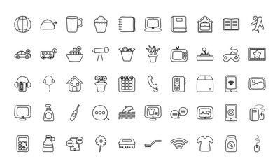 Quarentine icon set, line style