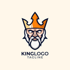 Illustration of king head with crown logo design template vector