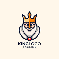 Illustration of king head with crown logo design template vector