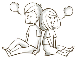 放心状態の男女-夫婦・カップル-水彩