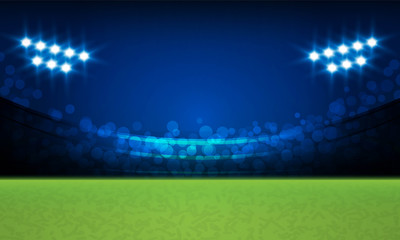 Football arena field with bright stadium lights vector design Vector illumination © photoraidz