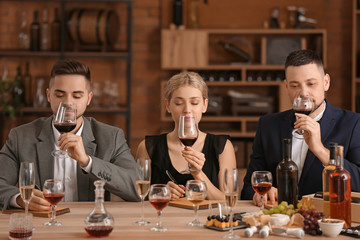 People tasting wine at the restaurant