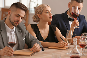 People tasting wine at the restaurant