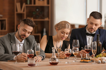 People tasting wine at the restaurant