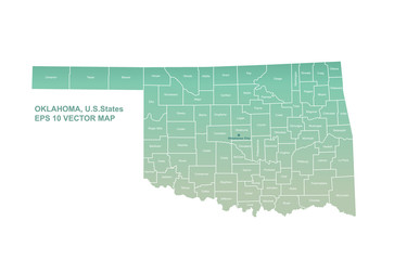 oklahoma map. vector map of oklahoma, us states.