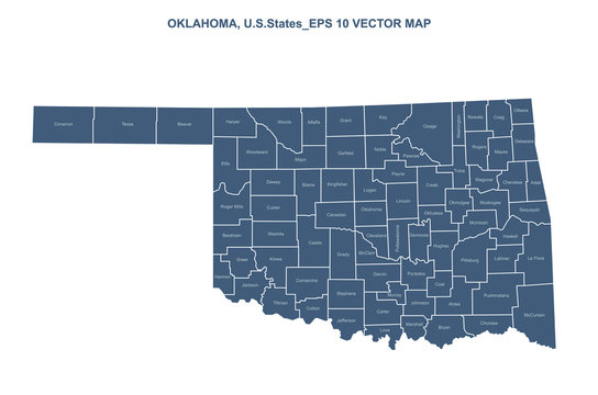 oklahoma map. vector map of oklahoma, us states.