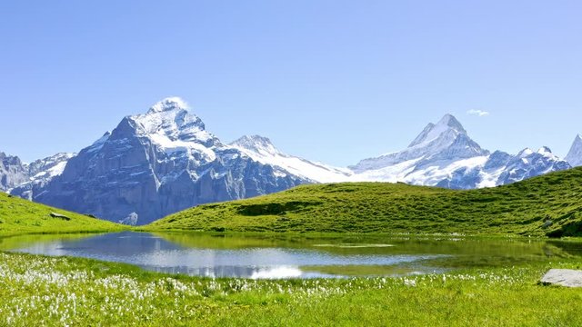 Mountains and lake in Switzerland: from First to Grindelwald, Bernese Oberland