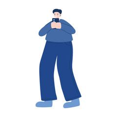 Man with smartphone vector design